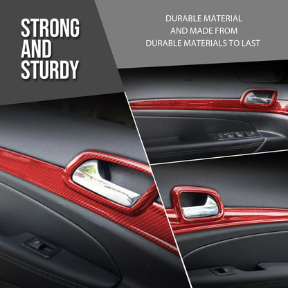 G-PLUS 4Pcs Inner Door Handle Trim Cover Strip Gloss Red Carbon Fiber Compatible with Jeep Grand Cherokee 2011-2021