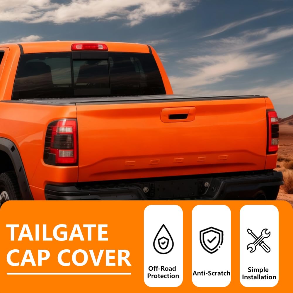 G-PLUS Tailgate Spoiler Cap Molding Compatible with Ram 2500 3500 2019-2022 68364364AA Black Textured Tailgate Trim Cover 62.36"