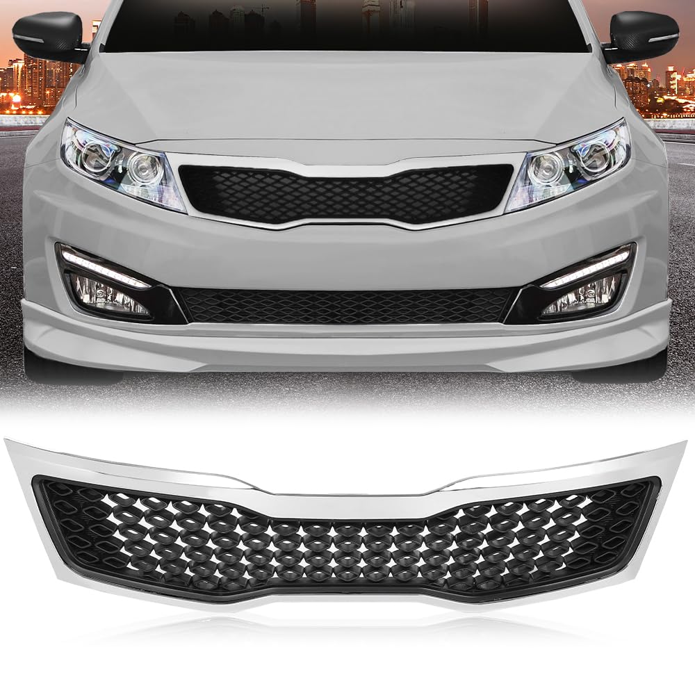 G-PLUS Chrome Bumper Replacement Grille Compatible with Kia Optima EX LX 2011 2012 2013（Not for Hybrid）KI1200143, 863502T000