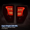 G-PLUS Tail Lights w/Wiring Harness Compatible with Ford F150 2009-2014 Only Fit LED Style, Left Driver & Right Passenger Clear lens Black Housing Rear Brake Lamps Luces Traseras, Faros Traseros