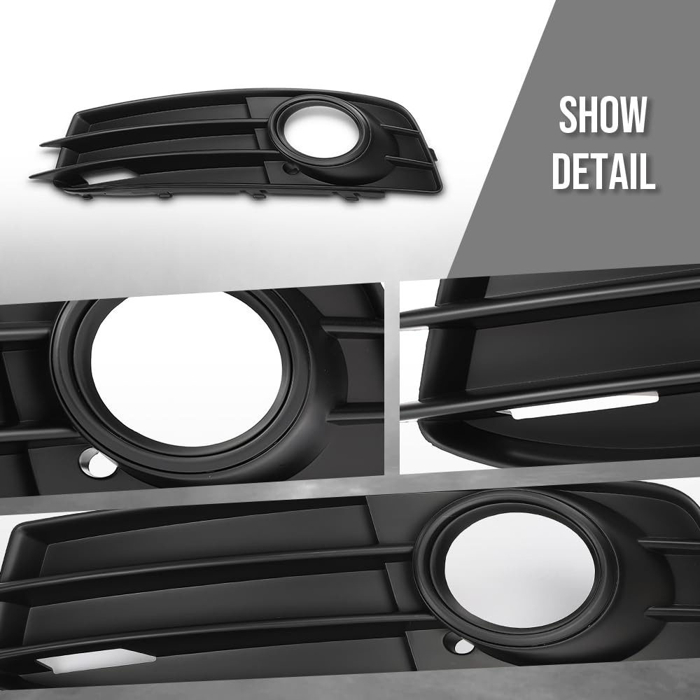 G-PLUS Fog Light Trim Set Driver and Passenger Side Compatible with Audi A3 Base/Quattro Base 2009-2013 Fit Models with Sport Package 8P0 807 681 N ZDE, 8P0 807 682 F ZDE Black