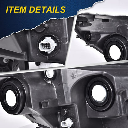 G-PLUS Headlights Assembly, Compatible with 2017 2018 2019 Honda CRV CR-V Left Bumper Headlamp, Clear Lens Black Housing Amber ReflectorBumper Headlamps,faros delanteros