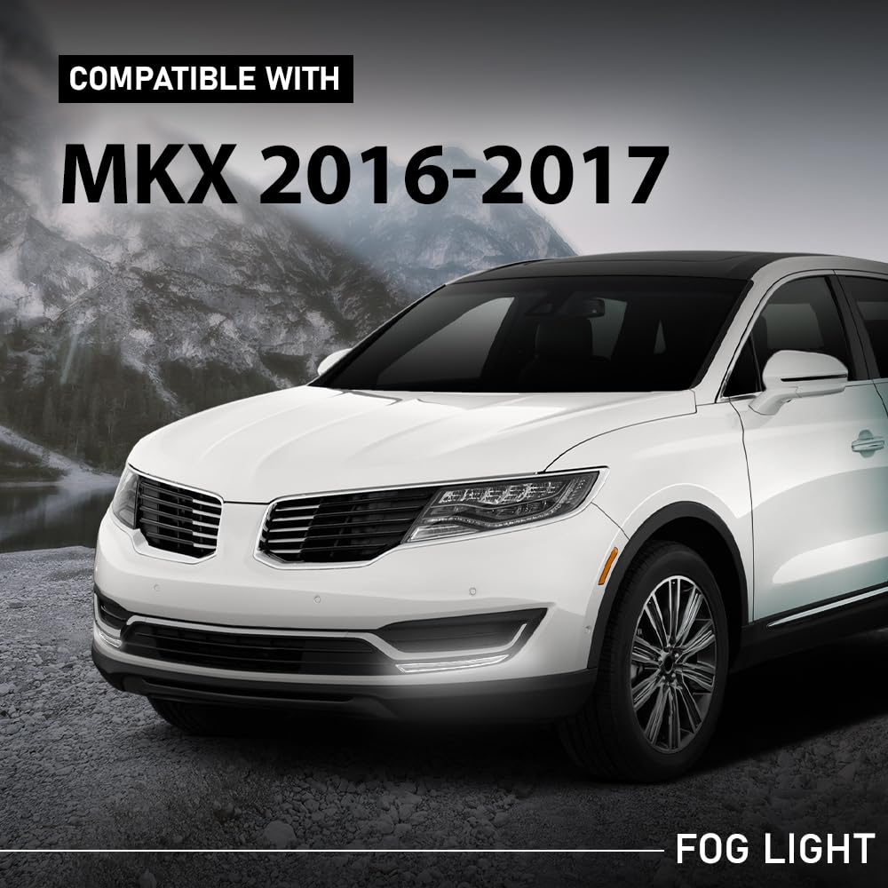 G-PLUS Set of 2 Fog Lights Lamp Compatible with Lincoln MKX 2016-2017 FA1Z13200D, FA1Z13200C, FA1Z-13200-D, FA1Z-13200-C Black Left+Right Side