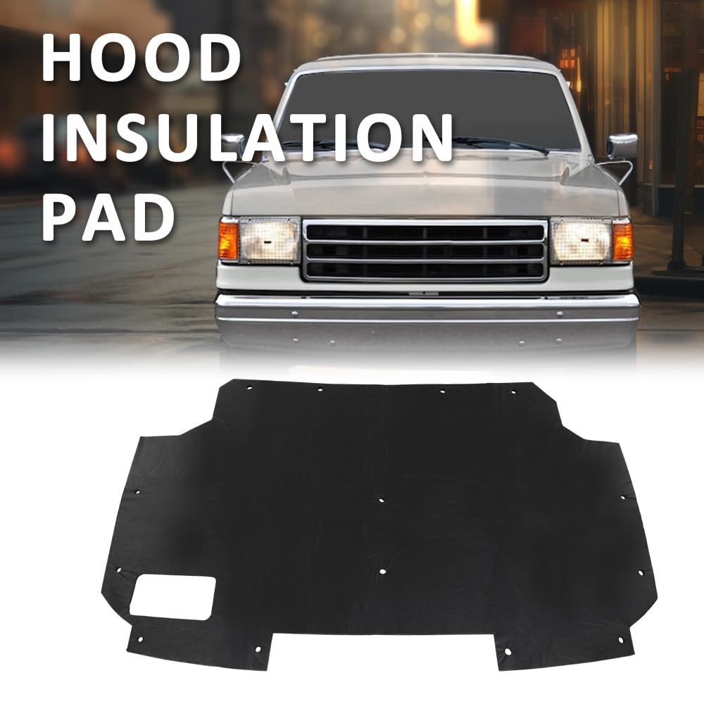 G-PLUS Black Hood Insulation Pad with Clips Compatible with Ford F150 F250 F350 Bronco 1987-1991