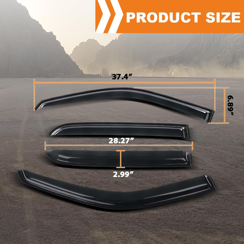G-PLUS Out-Channel Rain Guards Shields Vent Deflector Shade Wind Compatible with Dodge Ram 2500 3500 Crew/Mega Cab Only 2010-2025 4PCS Smoky