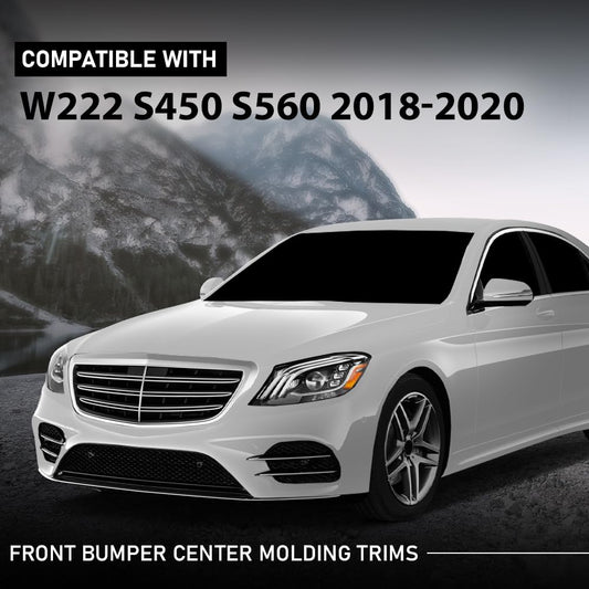 G-PLUS Front Bumper Center Molding Trims LH+RH 3Pcs Compatible with Benz W222 S-Class S450 S560 2018-2020 222-885-76-00