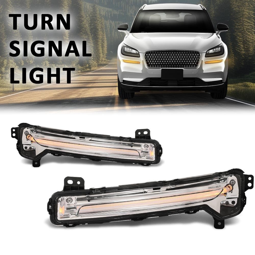 G-PLUS LED Turn Signal Lights Lamp w/Bulb Left+Right Side Compatible with Lincoln Corsair 2020-2024 LJ7Z13K371B, LJ7Z13K371A, FO2530174, FO2531174 Black