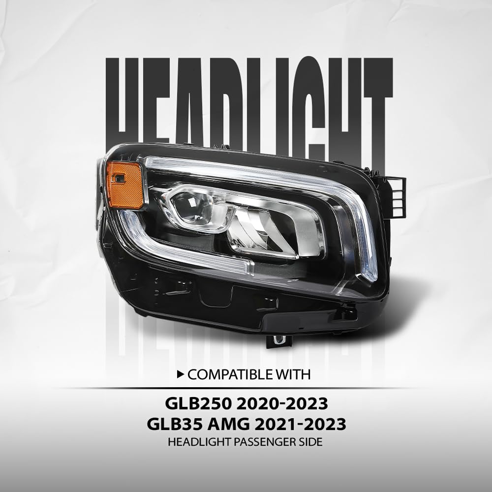 G-PLUS LED Headlight Right Side Compatible with Benz GLB250 2020 2021 2022 2023, Fit Benz GLB35 AMG 2021 2022 2023 MB2503269, 2479064200 Black