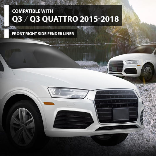 G-PLUS Fender Liner Front Passenger Right Side Compatible with Audi Q3 & Q3 Quattro 2015-2018 8U0853888D, AU1249139 Black