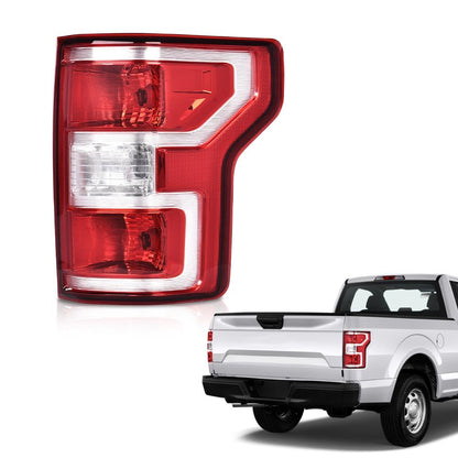 G-PLUS Rear Tail Lamp Light W/o Bulbs and Wiring Harness Compatible with Ford F150 2018 2019 2020 JL3Z13404H, FO2801265 Red Lens Chrome Housing Right Passenger Side Luces TraserasAssembly