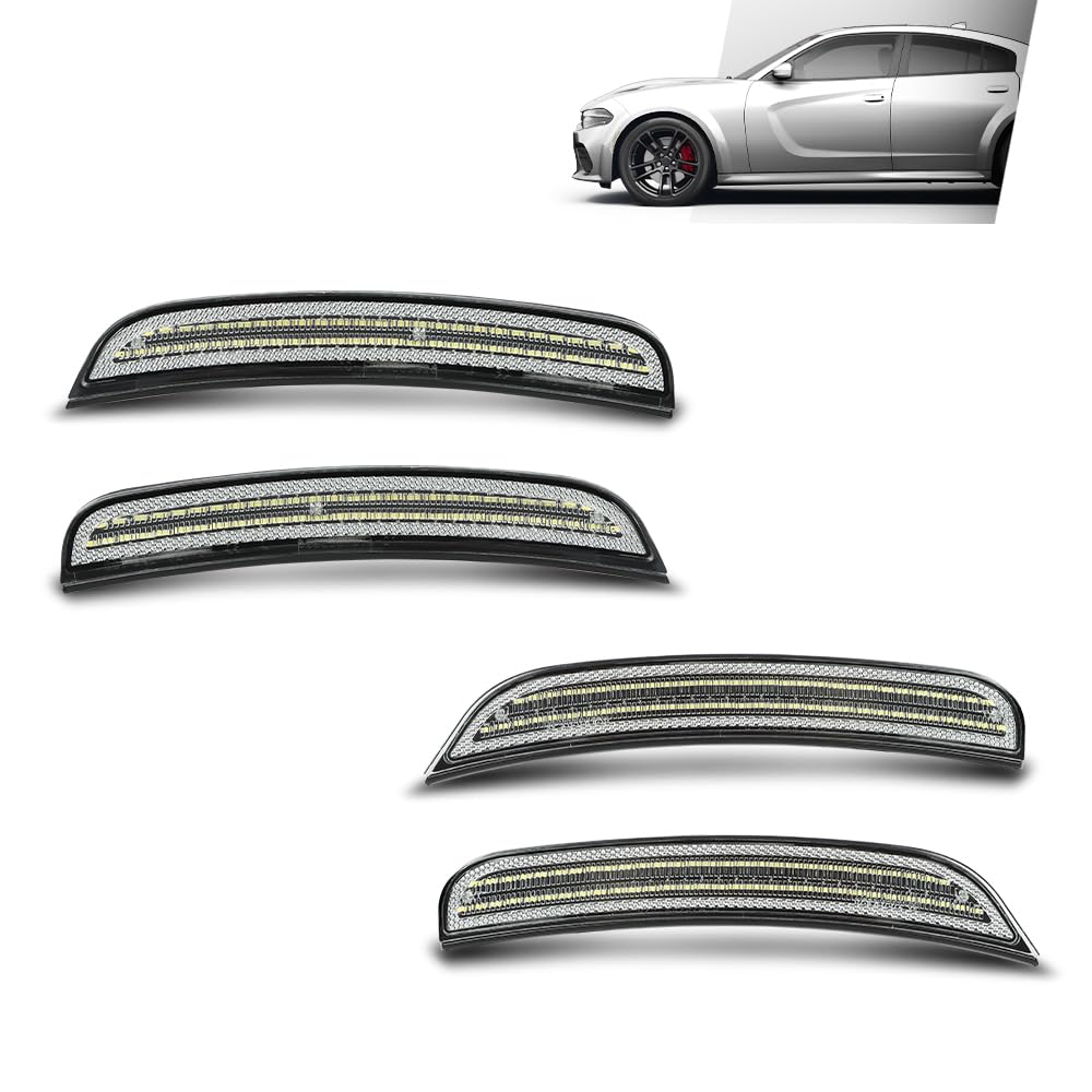 G-PLUS Side Marker Light Lamp Set Front & Rear Fender Side Compatible with Dodge Charger 2015-2022 68214405AA 68214404AA 68214127AA 68214126AA