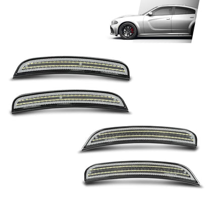 G-PLUS Side Marker Light Lamp Set Front & Rear Fender Side Compatible with Dodge Charger 2015-2022 68214405AA 68214404AA 68214127AA 68214126AA