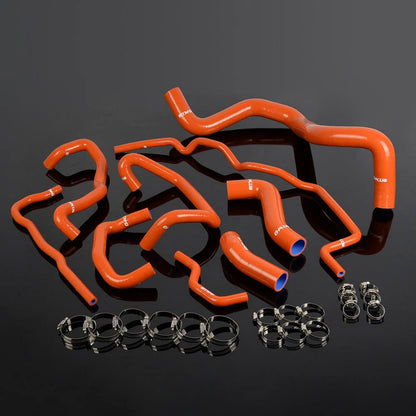 G-PLUS Silicone Radiator Coolant Hose Kit Clamps Compatible With 1999-2006 Volkswagen VW Golf Mk4 Turbo 1.8T Dark Orange