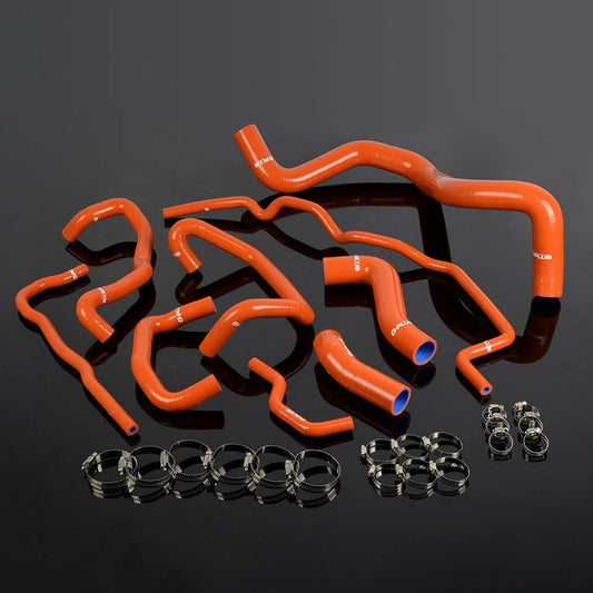 G-PLUS Silicone Radiator Coolant Hose Kit Clamps Compatible With 1999-2006 Volkswagen VW Golf Mk4 Turbo 1.8T Dark Orange