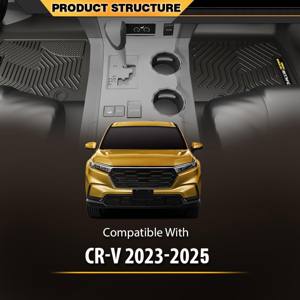 G-PLUS TPE Cargo Liners Compatible with Honda CRV 2023 2024 2025(Include Hybrid) Full Cover Protection All Weather, Floor Liners Car Accessories Black 1st & 2nd & 3rd Row 4PCS