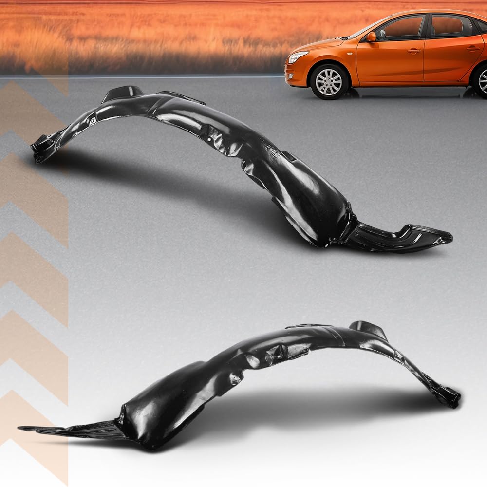 G-PLUS Front Inner Fender Liner Set Compatible with Hyundai Elantra 2007 2008 2009 2010 868112H000, 868112H010, 868122H000, 868122H010, HY1250112, HY1251112 Black
