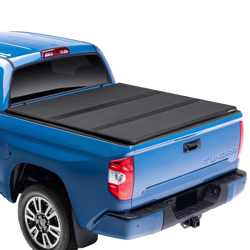 G-PLUS T3 Tri-Fold Hard Lock 5Ft Truck Tonneau Cover Compatible with Toyota Tacoma 2016-2021 | for Fleetside/Styleside Models Only | 5' Extra Short Bed |