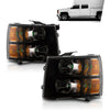 G-PLUS LED DRL Headlights, Fit Chevy Silverado 2007-2013/Fit Chevy Silverado 2500 HD 3500 HD 2007-2014,NOT Fit 07 Old Body Classic Headlamps, Clear Lens Black Housing Amber Reflector,faros delanteros
