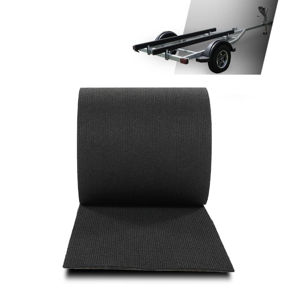G-PLUS 9" x 50ft Boat Trailer Bunk Carpet, Outdoor Ribbed Marine Bunk Carpet Fit for Boat Trailer Runners Black