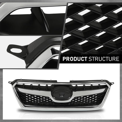 G-PLUS Front Black Chrome Bumper Grille Assembly Compatible with Subaru XV Crosstrek 2013-2015 91122FJ020