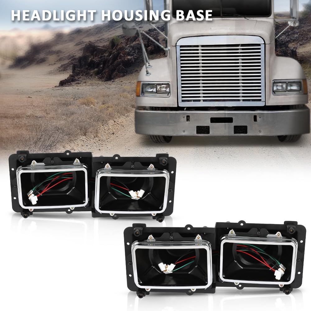 G-PLUS Headlight Housing Base Compatible with Freightliner FLD 112 120 Truck 1989-2003 Black 2Pcs A0615605002, A0615605003