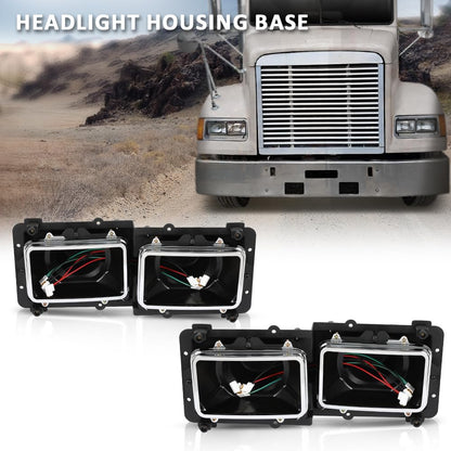 G-PLUS Headlight Housing Base Compatible with Freightliner FLD 112 120 Truck 1989-2003 Black 2Pcs A0615605002, A0615605003