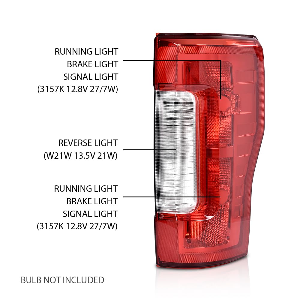 G-PLUS Tail Lights Assembly Compatible with Ford F250 F350 Super Duty 2017 2018 2019, Left & Right Rear Lamps Assembly, Red Lens Chrome Housing, FO2800256 HC3Z13405D