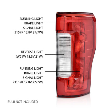 G-PLUS Tail Lights Assembly Compatible with Ford F250 F350 Super Duty 2017 2018 2019, Left & Right Rear Lamps Assembly, Red Lens Chrome Housing, FO2800256 HC3Z13405D