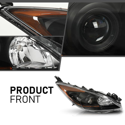 G-PLUS Headlights Assembly Front Headlamps Pair Compatible with Mazda 3 2010-2013,Fit Mazda 3 Sport 2010-2013 Clear Lens Black Housing Amber Reflector BBM4510L0K,faros delanteros