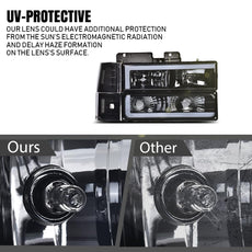 G-PLUS LED Headlights for GMC C/K1500 C/K2500 Yukon Suburban 1994-1999 Smoke Lens Black Housing Product Features