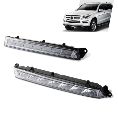 G-PLUS LED DRL Daytime Running Fog Light Pair, Compatible with Benz GL-Class X164 GL320 GL350 GL450 GL550 ML63 X166 2007-2013, LH Driver & RH Passenger 2PCS, A1649060351, A1649060451