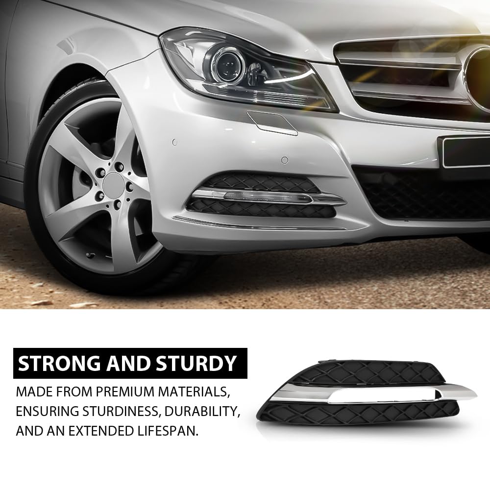 G-PLUS Fog Light Cover Daytime Running Light Cover, Compatible with Benz C250 C350 2012-2015/C300 2012-2014, Fit Models W/o AMG Package & Sport Package