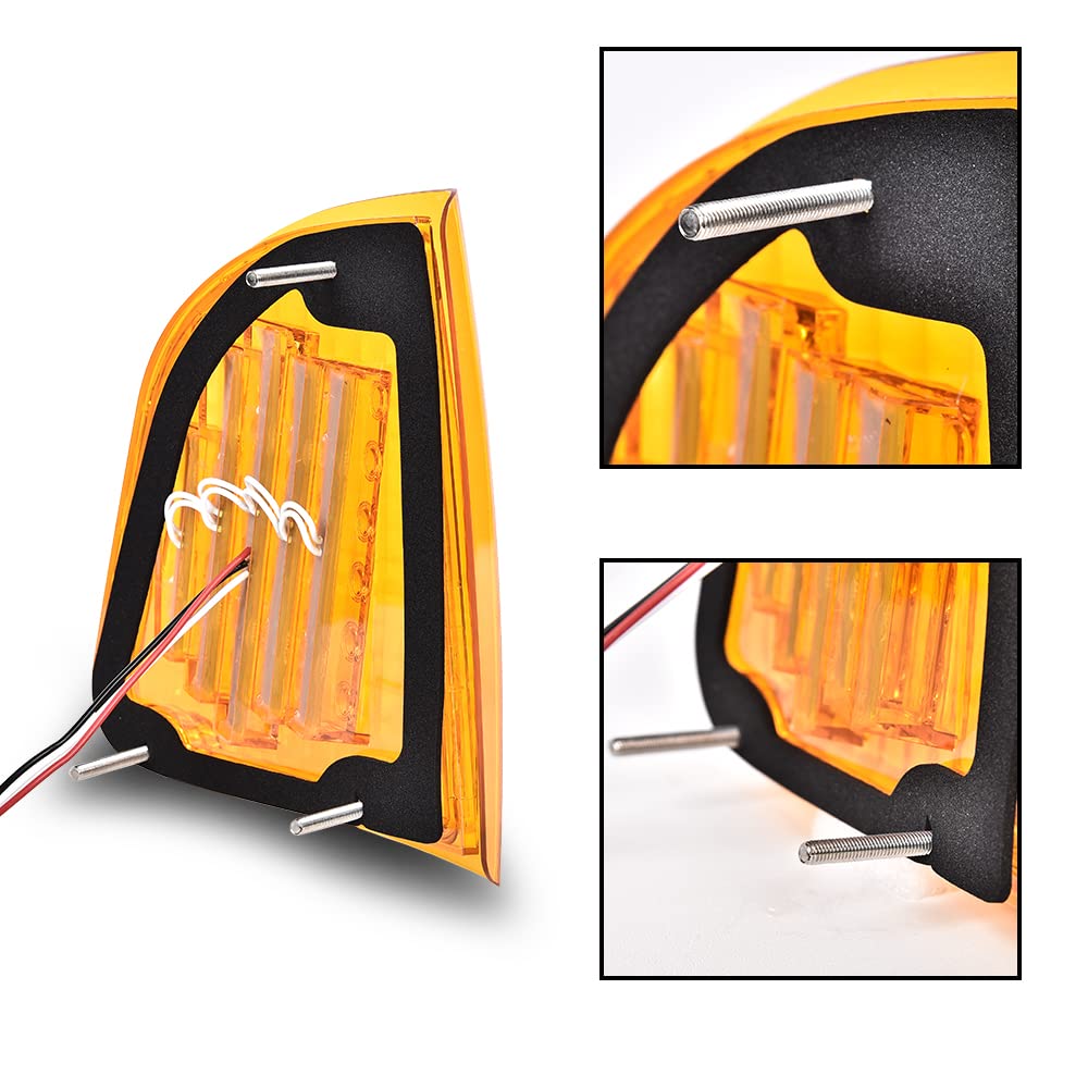 G-PLUS 2pcs Amber LED Turn Signal Lights Compatible with Kenworth 2008 & Older K300 T300 T330 T600 Front LH & RH Side Marker Turn Signal Corner Lights Parking Lights Assembly K256-509 P54-1038