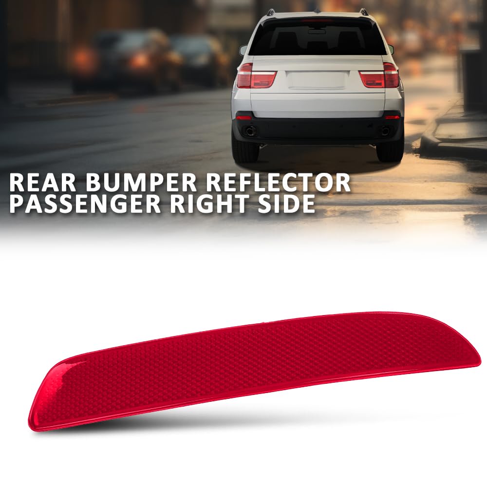 G-PLUS Rear Right Bumper Reflector, Compatible with BMW X5 E70 All Models 2007-2010, Fit BMW X5 E70 LCI/facelifted 2010-2013 (Only for M Sport Package), Passenger Side, 63217158950, 63147158950