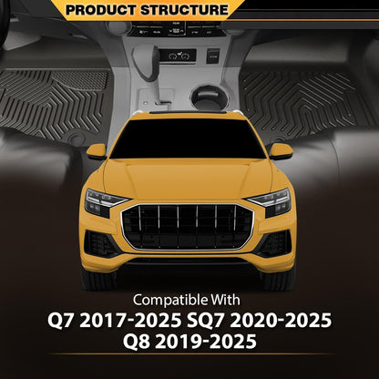 G-PLUS TPE Cargo Liners, Compatible with Audi Q7 2017-2025, Fit Audi Q8 2019-2025, All Weather Full Cover Protection 1st & 2nd Row, Floor Liners
