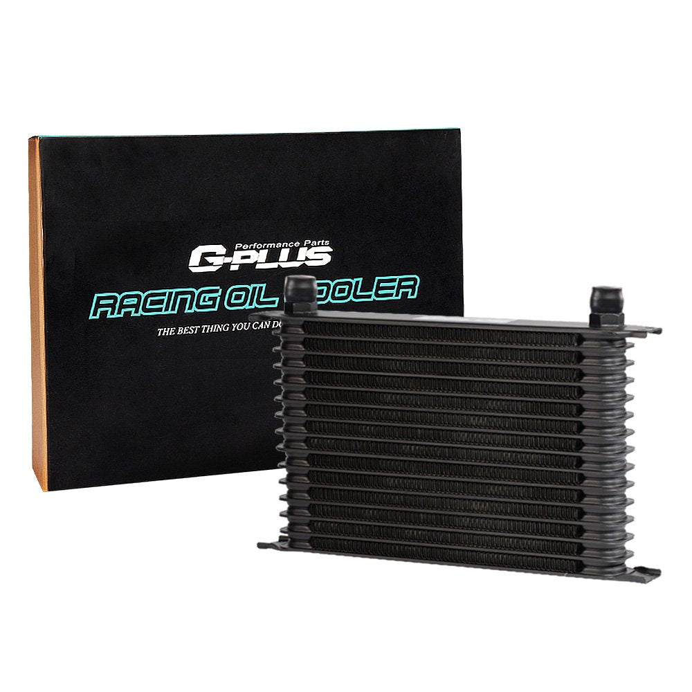 G-PLUS AN10-10AN Universal Engine Aluminum Transmission Racing Oil Cooler (Black, 15 Row Japanese-Style)