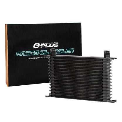 G-PLUS AN10-10AN Universal Engine Aluminum Transmission Racing Oil Cooler (Black, 15 Row Japanese-Style)