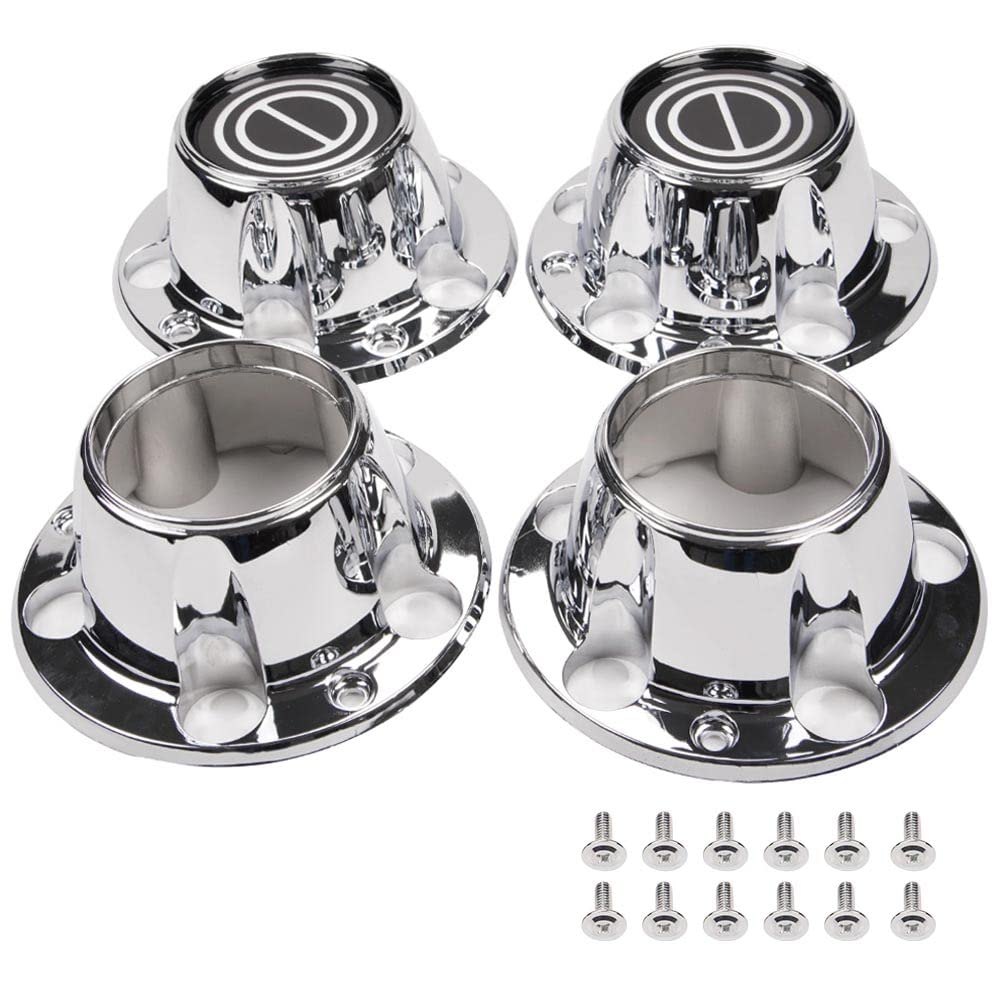G-PLUS Chrome Wheel Hub Center Caps with 12 mounting Screws, Compatible with Ford F150 Truck/Bronco 1980-1996, Fit Ford Van 1992-1996 4x4 Front 4WD Wheel Drive