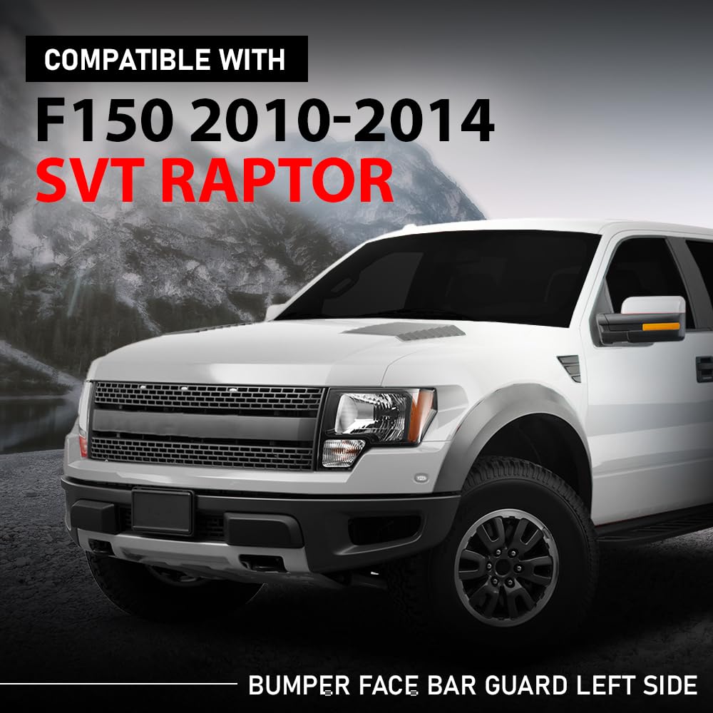 G-PLUS Front Left Bumper Face Bar Guard, Compatible with Ford F150 SVT Raptor 2010-2014, Driver Side, AL3Z17E811A, FO1054180