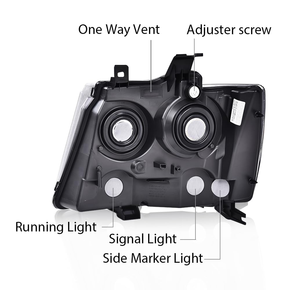 G-PLUS Headlights Assembly, Compatible with 2007-2014 Chevy Suburban/ 2007-2013 Tahoe Avalanche Bumper Headlamps, Clear Lens Black Housing Clear Reflector,faros delanteros
