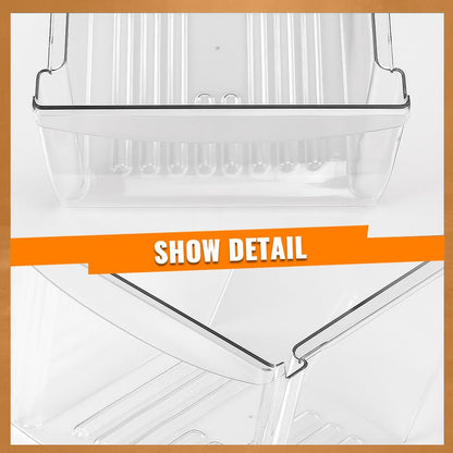 G-PLUS Crisper Drawer Pan 2PCS Compatible with Frigidaire, Kenmore, Crosley, Westinghouse, Gibson, Kelvinator 240337102, 240337108, 891037 Clear