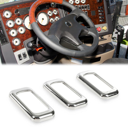 G-PLUS 3PCS Chrome Rocker Switch Trims Compatible with Many Freightliners & Some Peterbilt & Kenworths Using Rocker Switches Three Pack of Switch Trim Rocker Plain Snap Mount Plastic