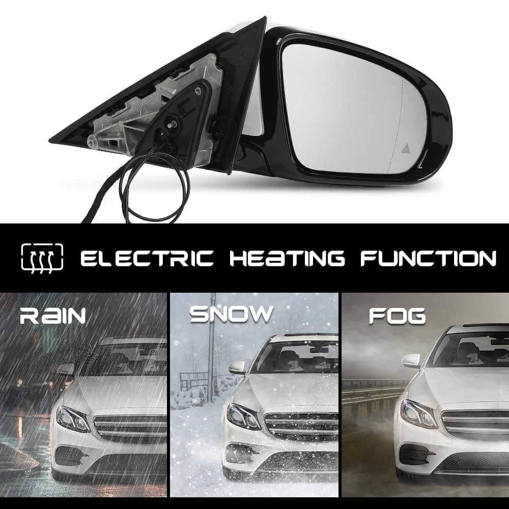 G-PLUS Rear View Mirror w/Blind Spot Right Passenger Side Compatible with Benz W213 E Class E300 2016-2020/Not Fit for Coupe 2138104600 White