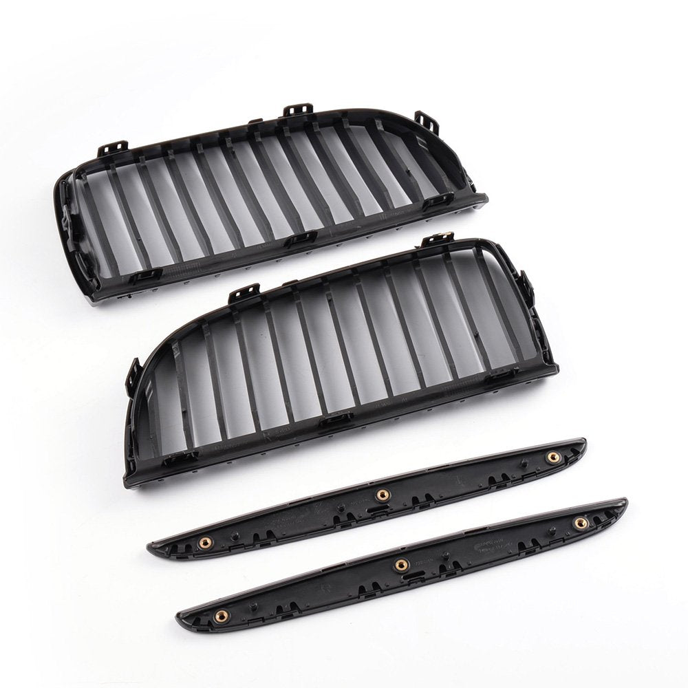 4PCS Set Front Bumper Kidney Sports Grille Hood Grills Replacement For BMW E90 E91 323i 328i 335i 330i 325i 3-Series Sedan Wagon 2005-2008 Gloss Black