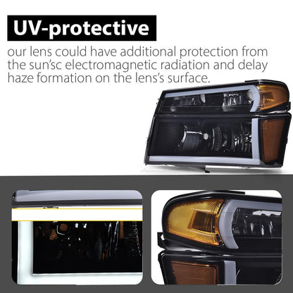 G-PULS LED Headlights Lamp Assembly Fit Chevy Colorado/GMC Canyon 2004-2012,Fit Isuzu i-280 i-350 2006/i-290 i-370 2007-2008 Smoky Lens Black Housing Amber Reflector Bumper Headlamps,faros delanteros