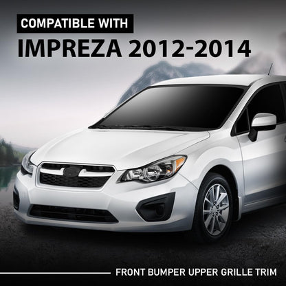 G-PLUS Front Bumper Upper Grille W/Chrome Grill Tirm Compatible with Subaru Impreza 2012-2014 91122FJ010