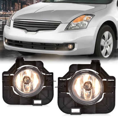 G-PLUS Bumper Fog Lights Compatible with 2007-2009 Nissan Altima Clear Driving Fog Lamps A pair W/Bulbs + Wiring Kit neblineros para autos delantero faros antiniebla