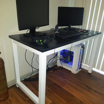 G-PLUS Computer Desk Wood Office Table, Modern PC Laptop Notebook Study Writing Table for Home Office Workstation (55.1'', Black Color)