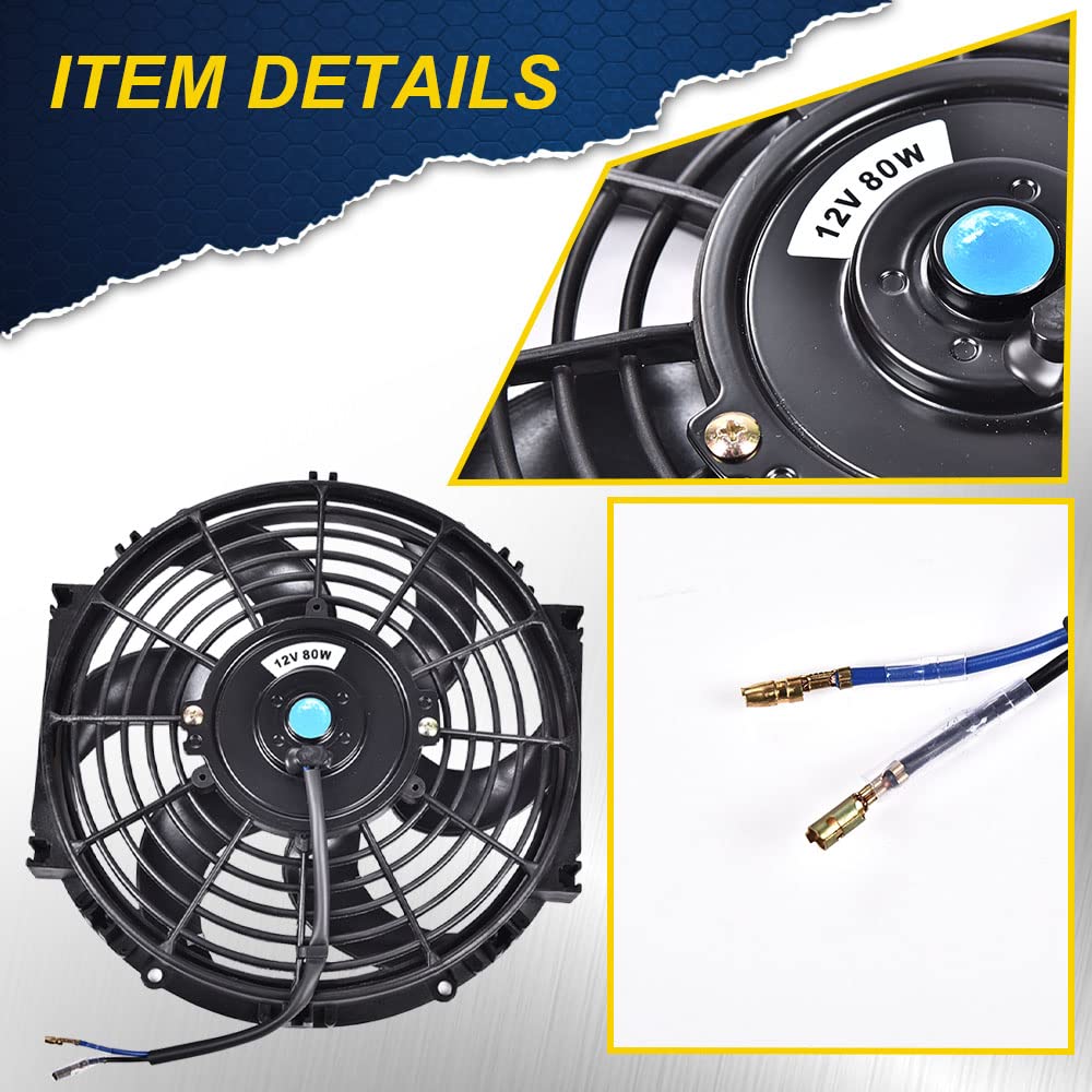 G-PLUS Transmission Oil Cooler & 10" Cooling Fan W/Kit,Aluminum 6 Row Radiator Remote Transmission Oil Cooler 10" Shroud Fan Kit