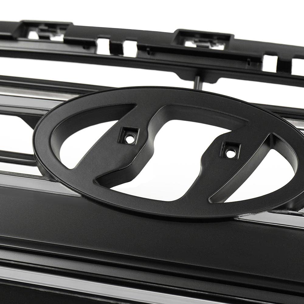 G-PLUS Front Upper Bumper Grille Compatible With Hyundai Elantra 2017 2018 Chrome & Black Grill Trim